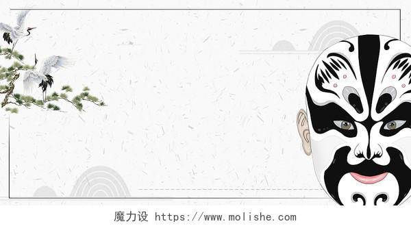 灰色古风信纸中国传统京剧戏曲创意彩绘脸谱展板背景京剧背景
